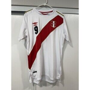 Umbro Paolo Guerrero Soccer Football Jersey Men's White 9 Peru National Large
